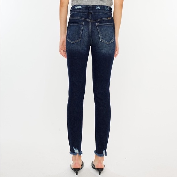 NWT Kancan PLUS + REG Size Ariana Dark Wash High Rise Raw Hem Skinny Jeans - Picture 10 of 14